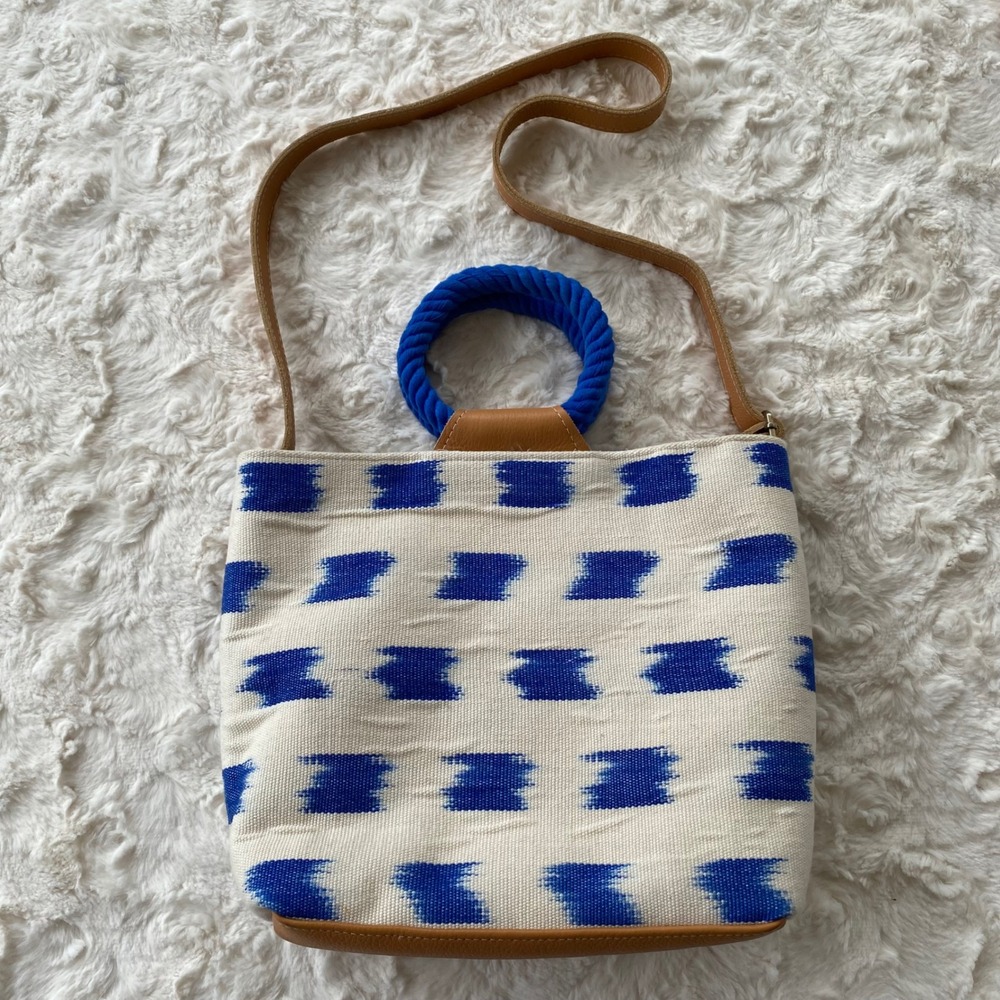 Mercado Global Dalia Ikat Tote Bag Crossbody Purse Womens Coastal Nautical Beach - Picture 11 of 14